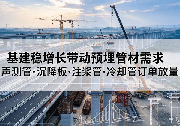 浙江基建稳增长带动预埋监测管材需求，声测管、沉降板、注浆管订单持续放量